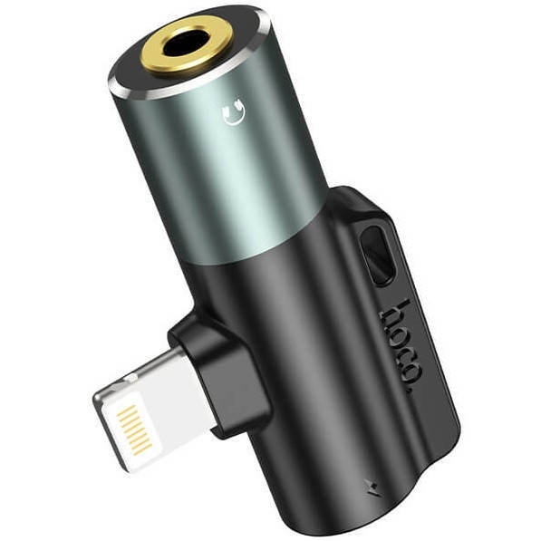 

Переходник Hoco digital 3.5 audio converter for Lightning LS32 |2A| grey, Серый