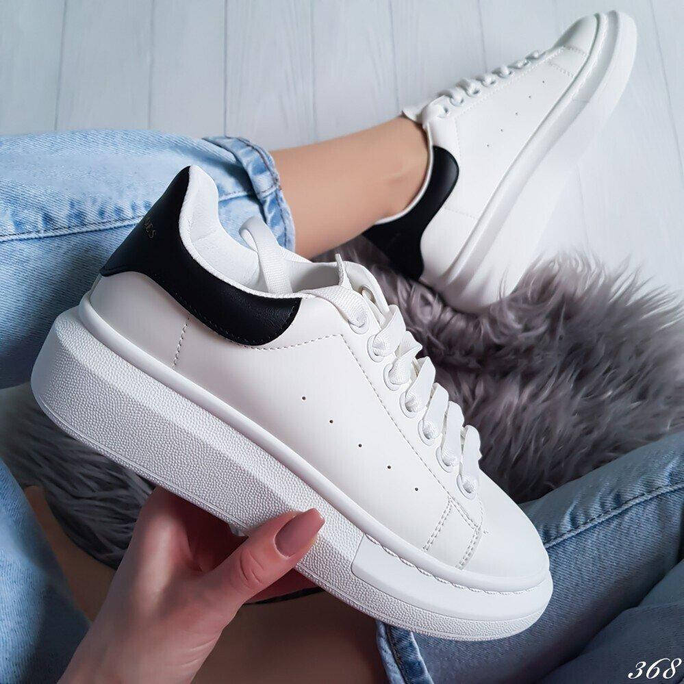 

Шикарные женские кеды кроссовки на высокой подошве alexander mcqueen white 37, Белый