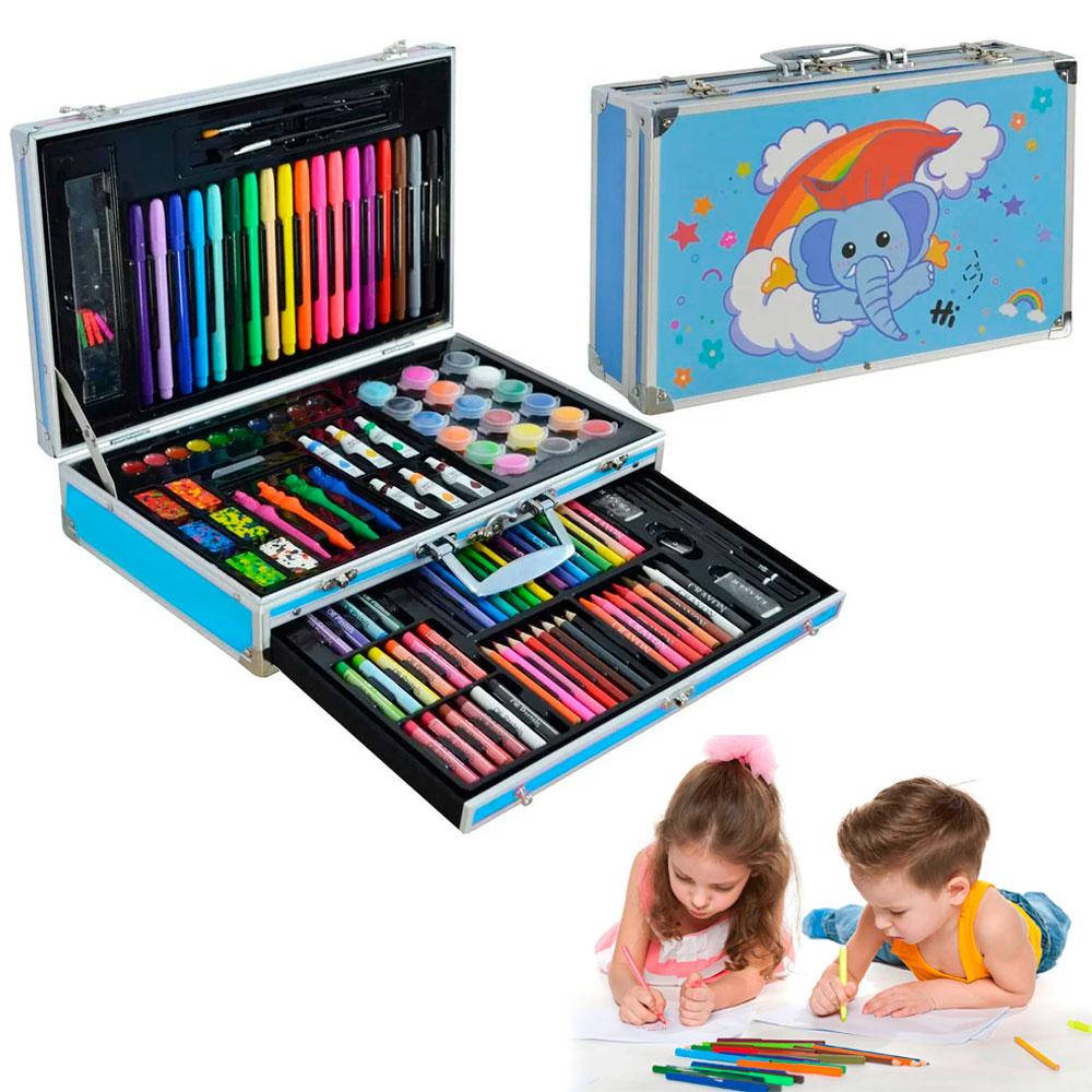 

Набор для рисования детский 123 предмета Kids Art Set / Набор для творчества художника в чемодане Голубой