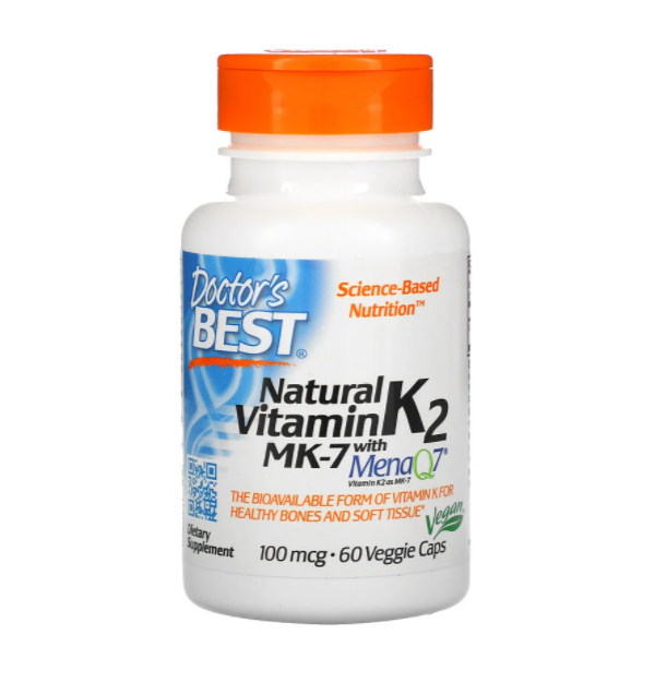 

Витамин К2, МК-7 Featuring MenaQ7 Vitamin K2, Doctor's Best, 100 мкг, 60 капсул