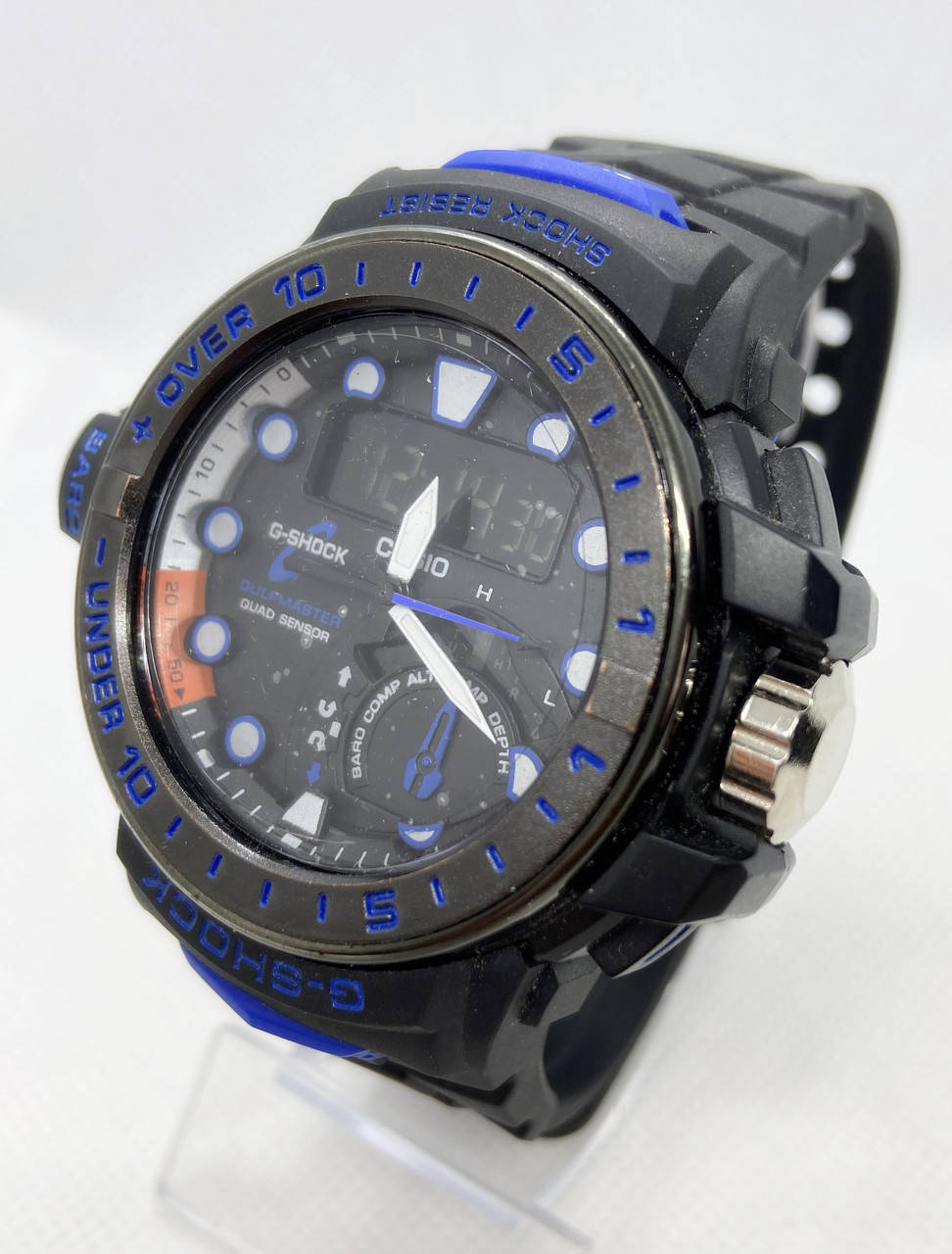 

Часы спортивные водостойкие армейские G-SHOCK Casio (Касио) Черные с синим ( код: IBW850BZ )