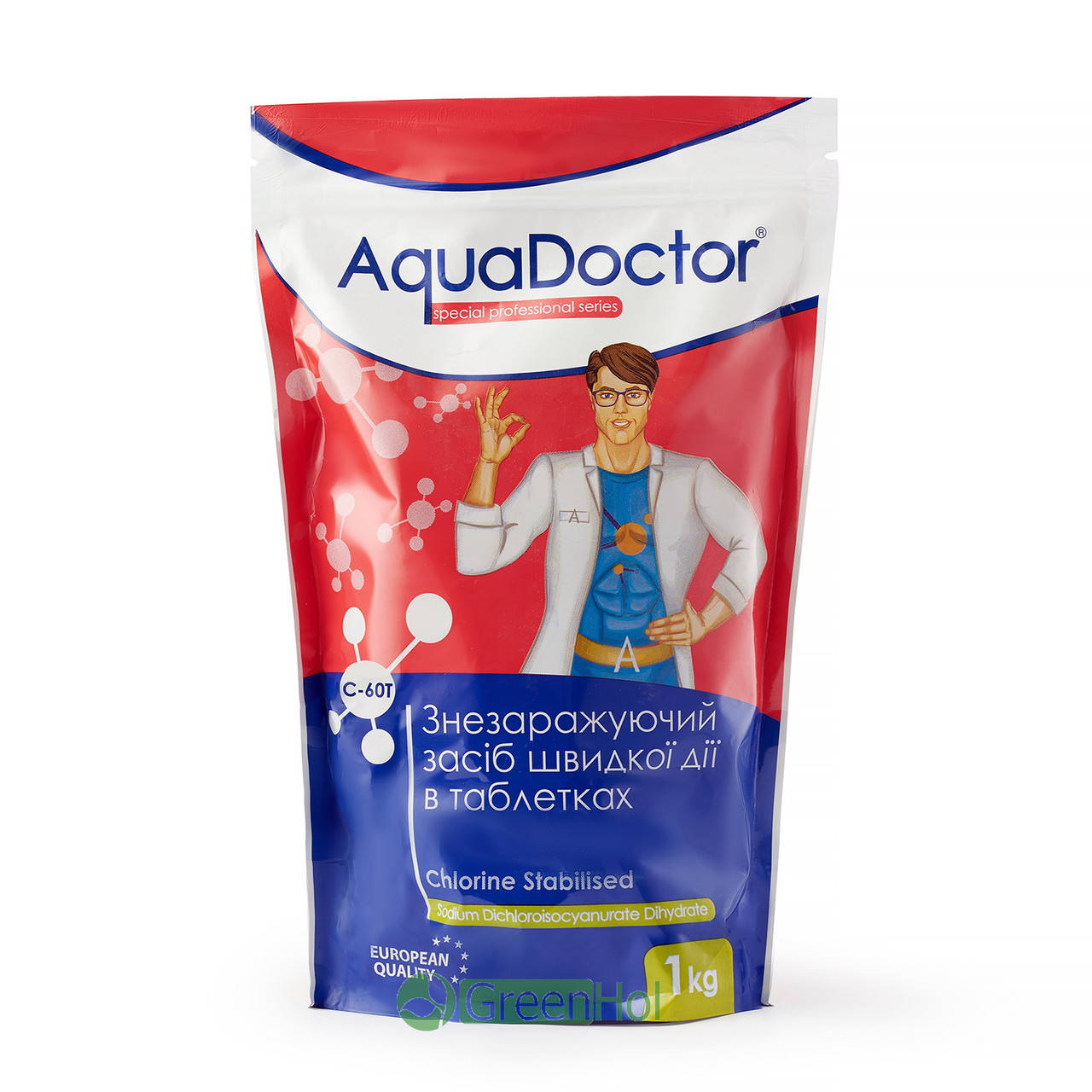 

AquaDoctor C60-T Быстрый хлор 1 кг Таблетки хлора для бассейна