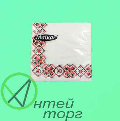

Серветки двошарові "Мальвар" Вишиванка червона 33*33см 40шт