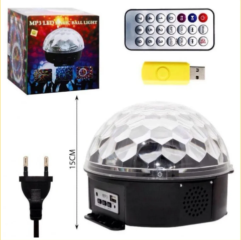 

Музыкальный диско-шар с Bluetooth флешкой динамиками и пультом Mp3 ball USB, Черный