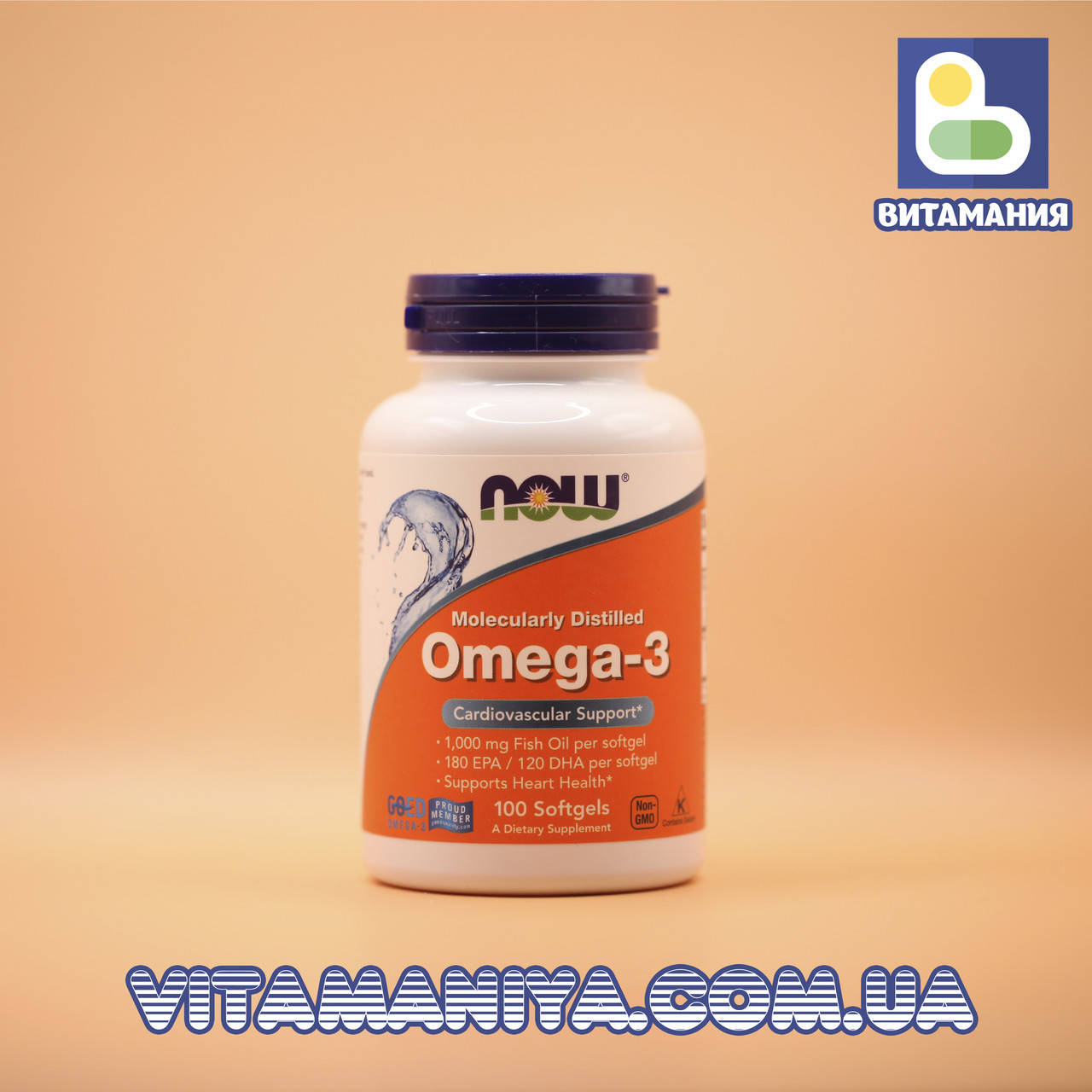 

Омега-3, Omega-3, Now Foods, 100 капсул