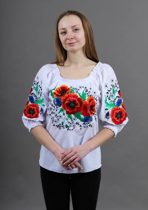 

Женская вышиванка с четверным рукавом, Белый