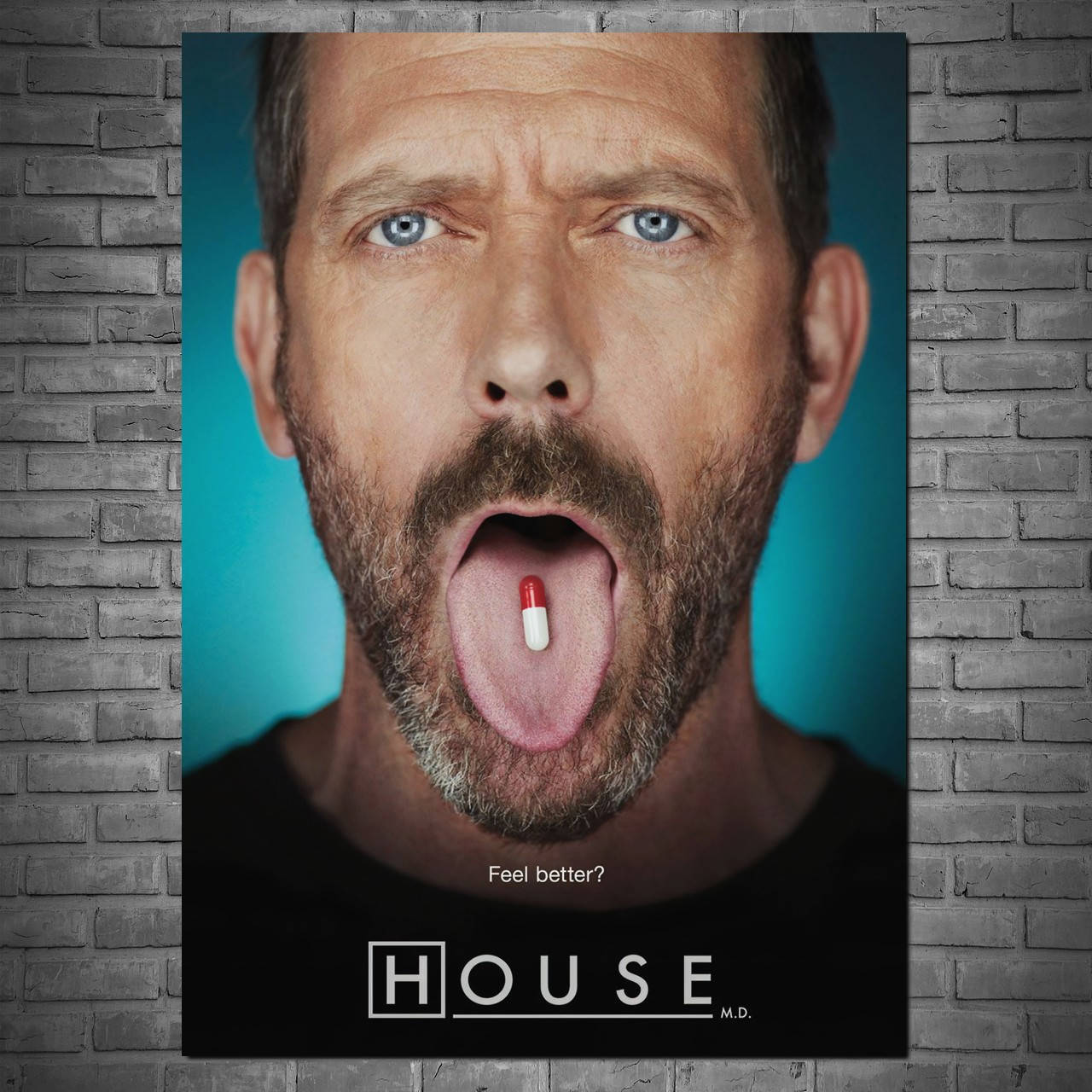 

Плакат "Доктор Хаус и таблетка на языке, House, M.D" (артикул 0360) 85, Глянцевая, 60