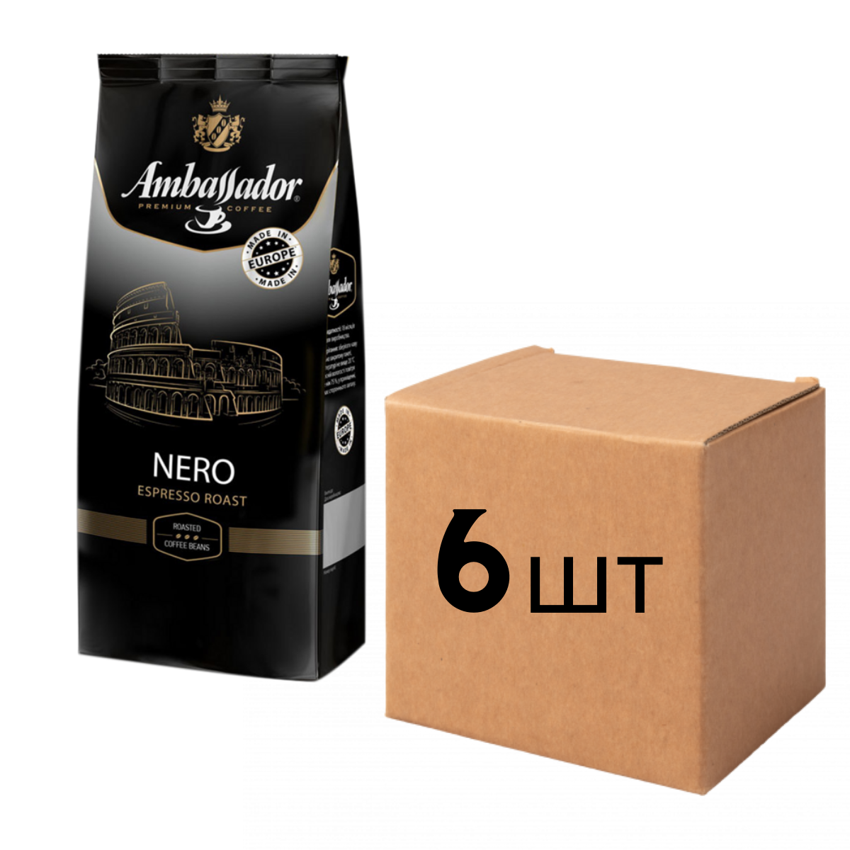 

Ящик кофе в зернах Ambassador Nero 1кг ( в ящике 6 шт)