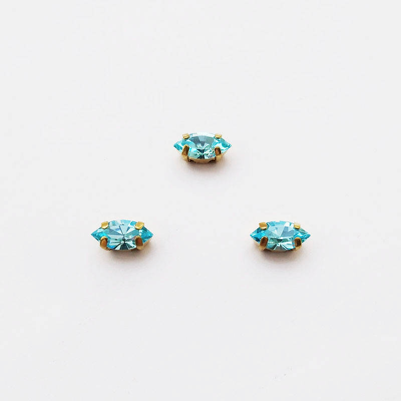 

Лодочки в цапах Preciosa (Чехия) 10x5 мм Aqua Bohemica/золото, Голубой