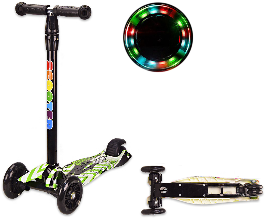 

Самокат Scooter 3-х колесный D20558 mix 5 цветов, светящиеся колёса, PU