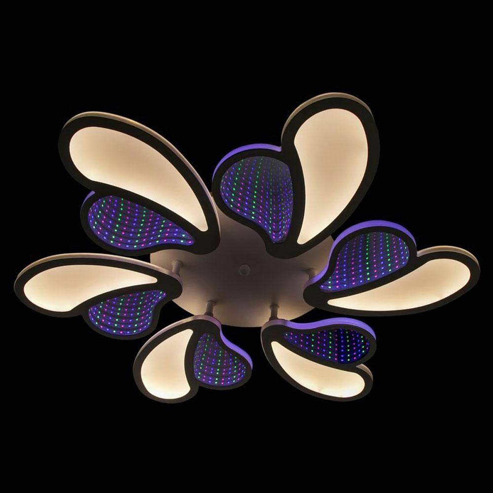 

Светодиодная люстра с 3D эффектом для спальни детской 100W цвет белый Линия солнца&2702/6 WH