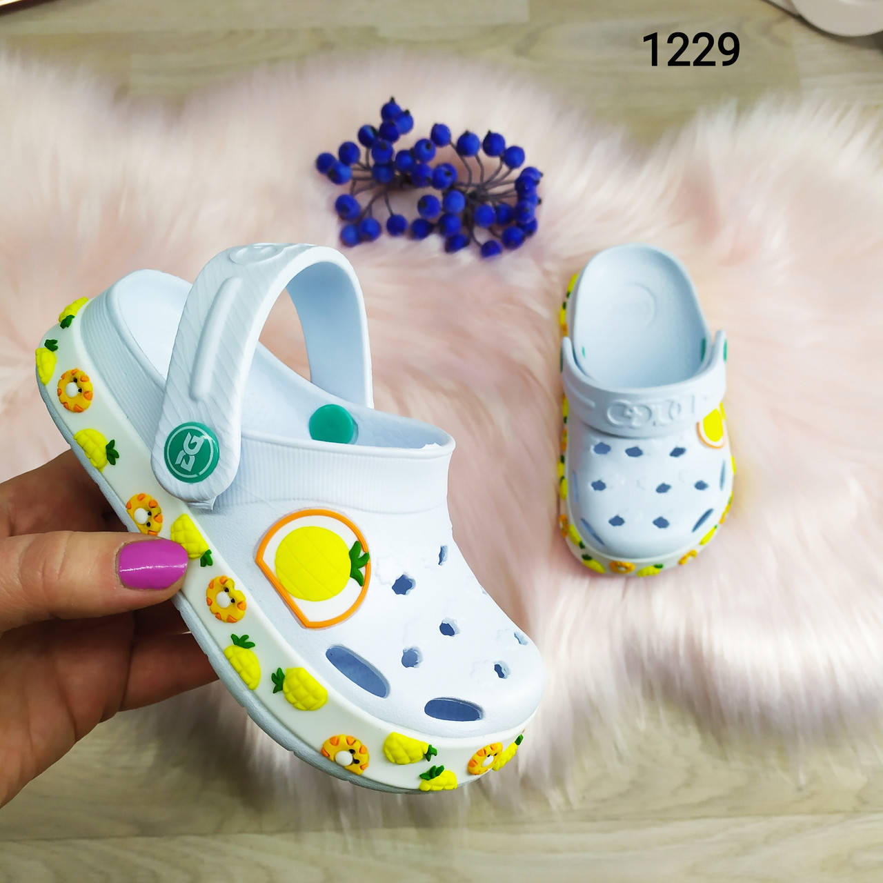 

Кроксы сабо детские для девочки белые Dago Style р-р 24-32 27, Белый
