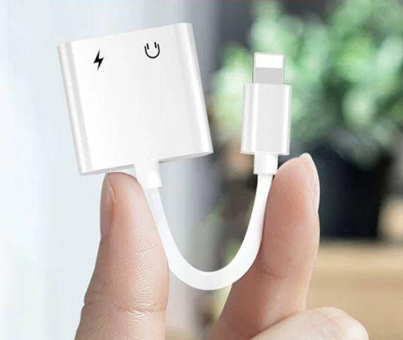 

Переходник/Адаптер v2 iPhone 7/8/Plus айфон наушники +заряд LIGHTNING