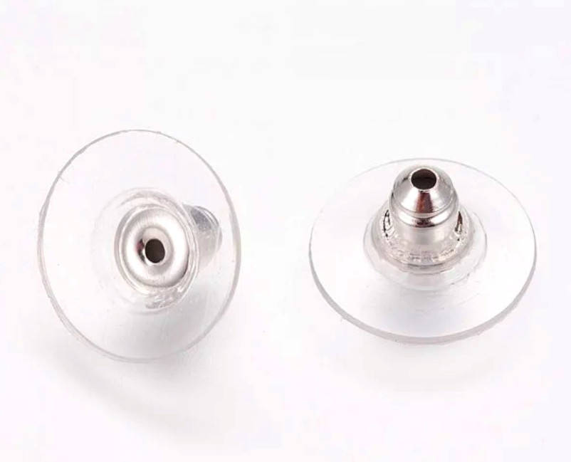 

Заглушки для сережек пусет 11х7 мм Пластик металл 2 шт Серебро, Серебристый