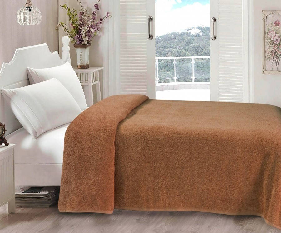 

Хлопковая махровая простынь Iris Home Camal Коричневая 155x220, Коричневый