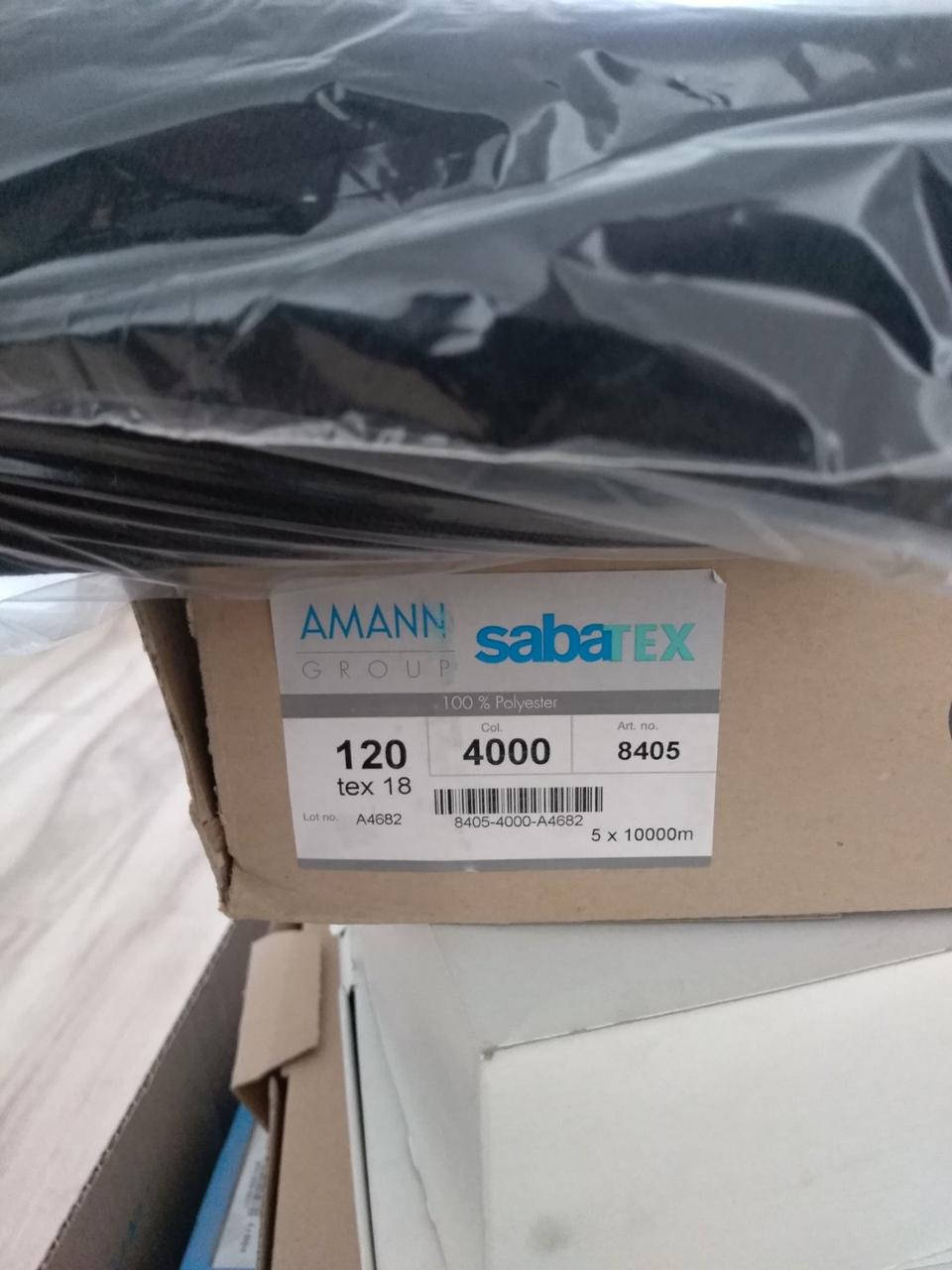 

Нитки AMANN Sabatex №120 10000м цвет(4000)черный текстура (оверлочка) остатки
