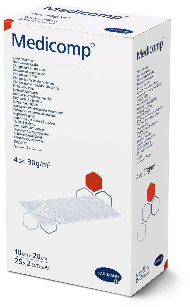 

Medicomp 10 х 20 см - стерильные салфетки из нетканого материала 2х25шт