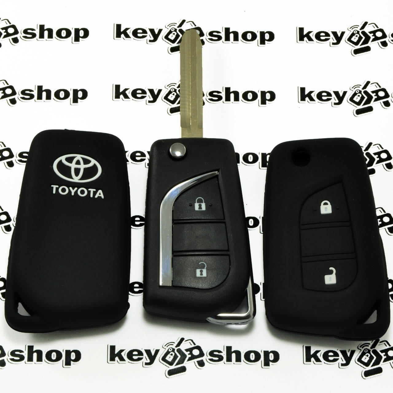 

Чехол (черный, силиконовый) для выкидного ключа Toyota (Тойота) 2 кнопки