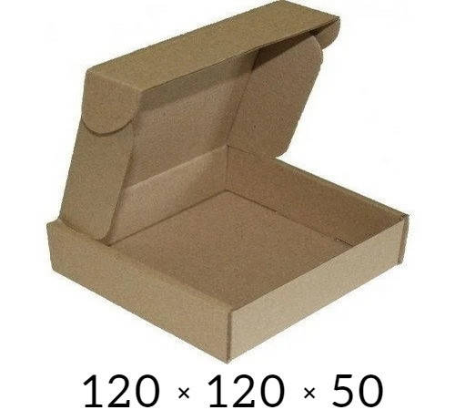 

Самосборная картонная коробка - 120 × 120 × 50 на 0,3 кг, Бурый