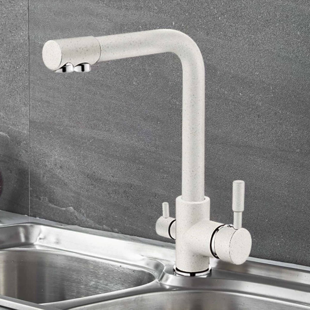 

Смеситель для кухни с подключением к фильтру SANTEP 8877W Молочный матовый