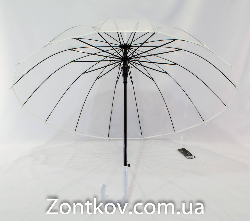 

Прозрачный зонтик трость с чехлом на 16 карбоновых спиц.
