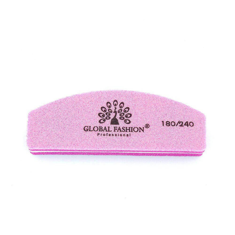 

Пилка-бафик для полировки ногтей 180/240 грит 85 мм — двусторонняя Global Fashion