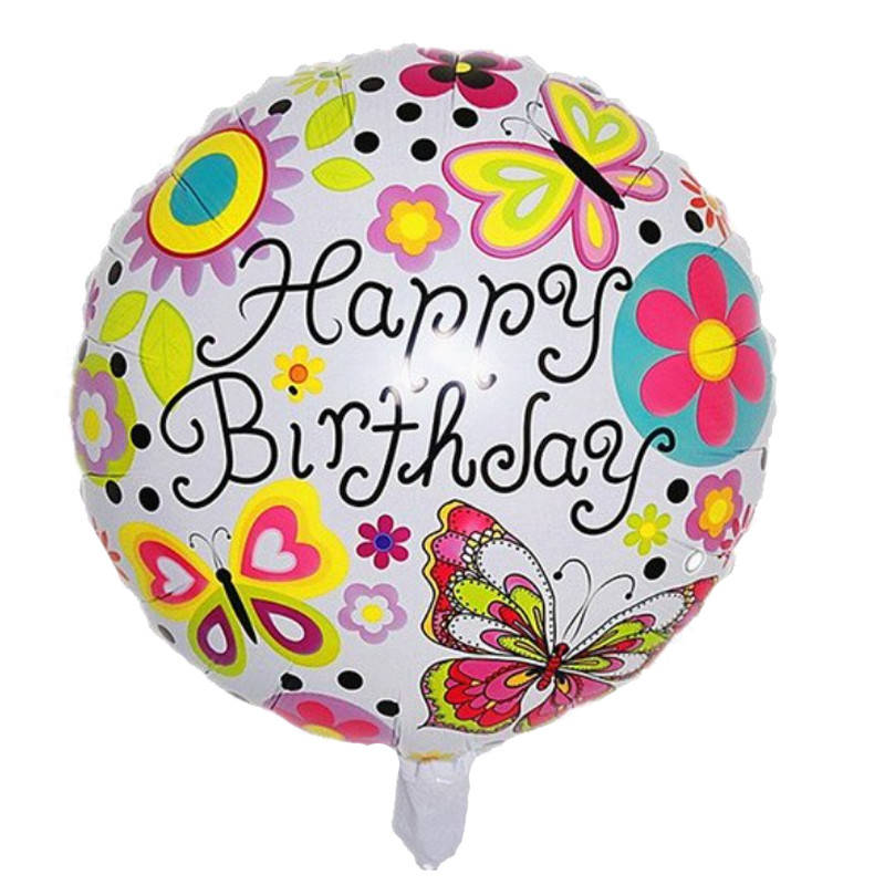 

Фольгированный шар круг Happy Birthday бабочки 18" Китай