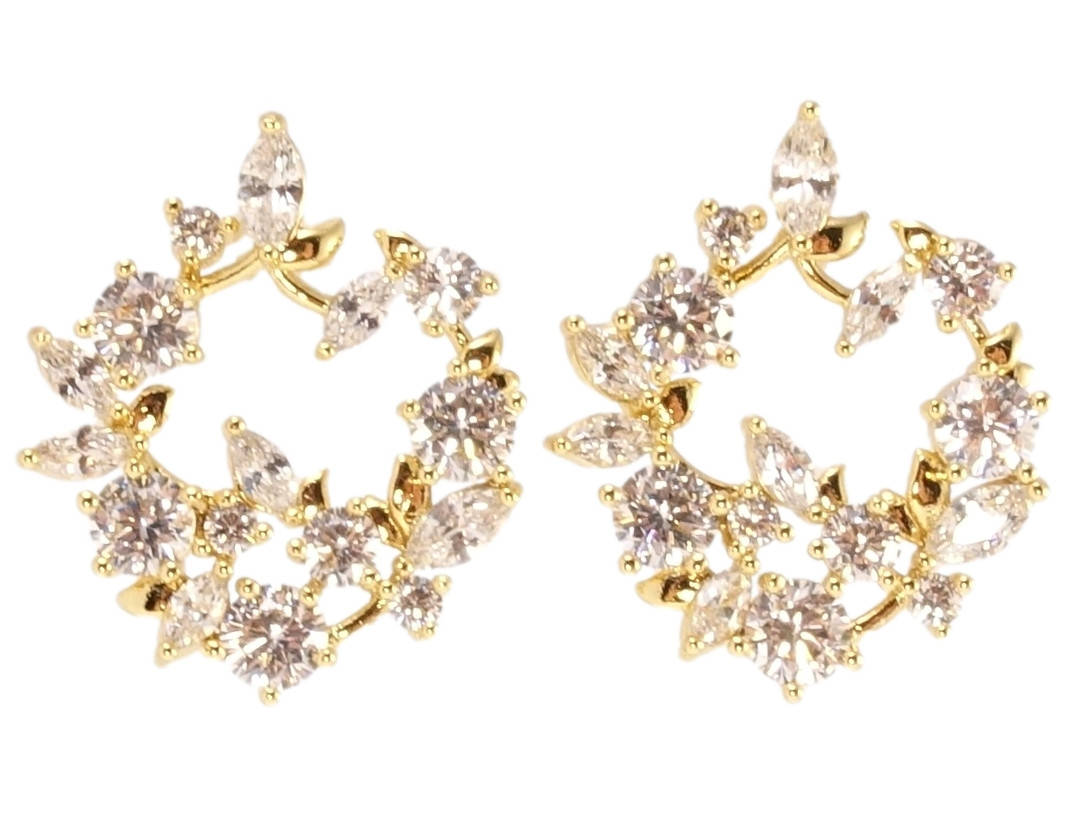 

Серьги Xuping JEAN GOUJON Позолота 14K игла серебро 925 гвоздики (пусеты) "Кристальные веночки"