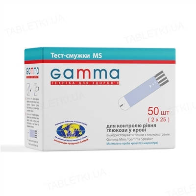 

Тест-полоски Gamma (Гамма) MS Mini/Speaker для глюкометра 2 флакона по 25 штук