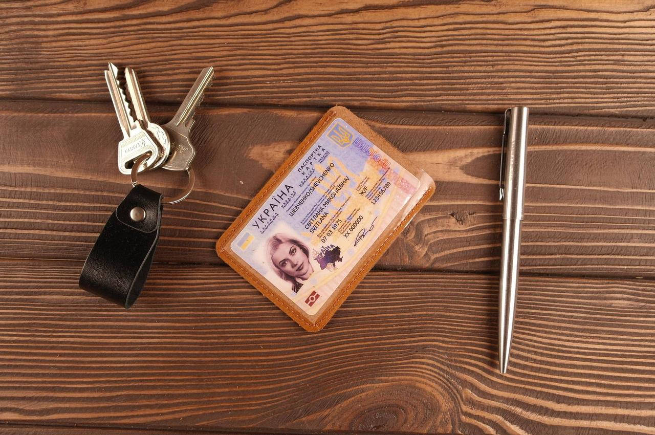 

Карман обложка для документов и карт (коричневая гладкая кожа), Коричневый