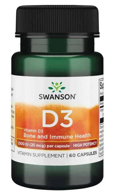 

Swanson Vitamin D3 1,000 IU (25 mcg), Витамин Д3 (60 капс.)