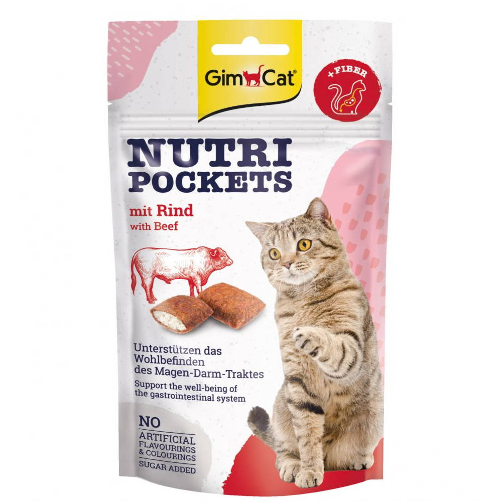 

Витаминное лакомство для кошек GimCat Nutri Pockets Говядина и солод (мальт) 60г
