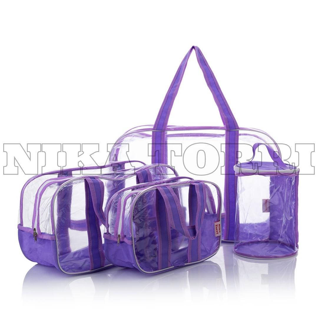 

Прозрачные сумки в роддом + органайзер Сиреневый