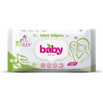 

Вологі серветки Biolly 120шт з клапаном