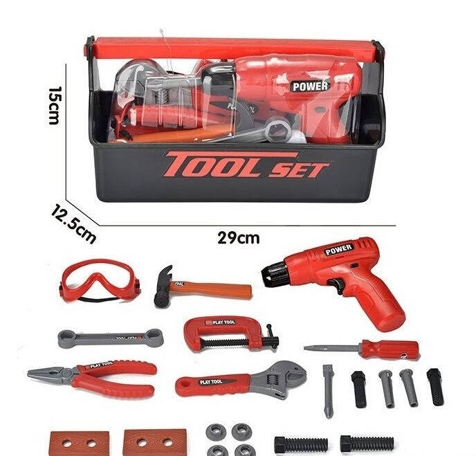 

Набор инструментов детский Tool set: очки, шуруповерт, 22 предмета