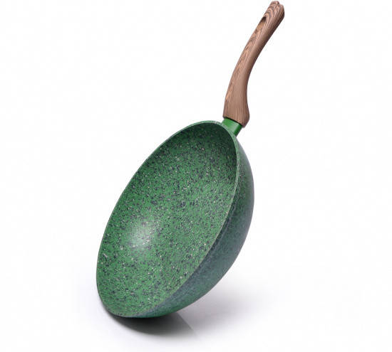

Сковорода WOK "Malachite" 24х7см алюминиевая с каменным антипригарным покрытием Fissman