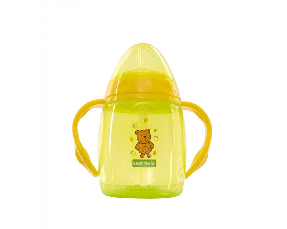 

Поильник с трубочкой и ручками Baby team, 250 мл, 10+