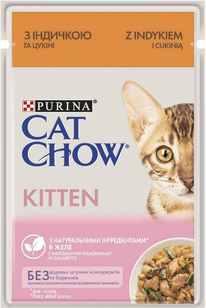 

Влажный корм для котят Purina Cat Chow Kitten нежные кусочки в желе с индейкой и цуккини