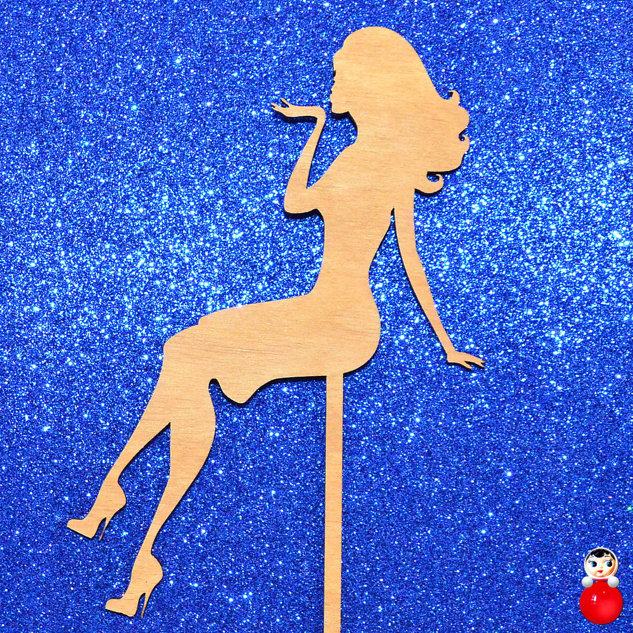 

ТОППЕР ДЕВУШКА на ТОРТ на палочке Топперы для Торта Топер дерев'яний из дерева на капкейки и торт в букеты, Натуральный