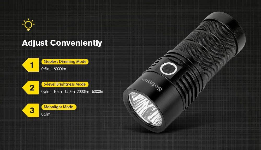 

Sofirn SP36 6000lm Мега мощный Фонарь поисковый 4xCREE (BLF)TypeC СП36