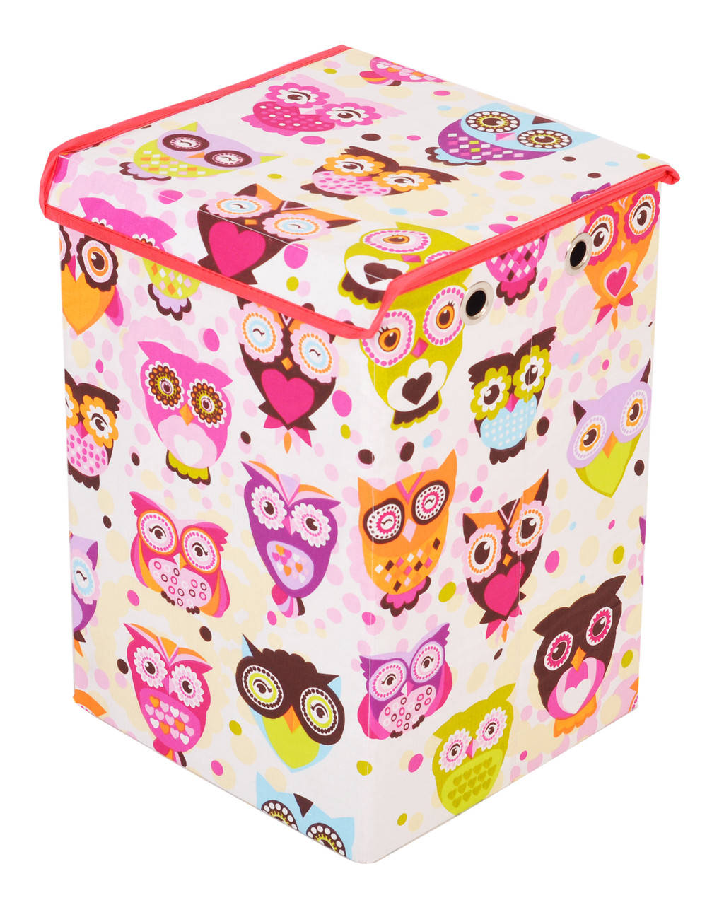 

Ящик для хранения игрушек, 30 * 30 * 45 см, (хлопок), Совы с розовым (с крышкой), Розовый