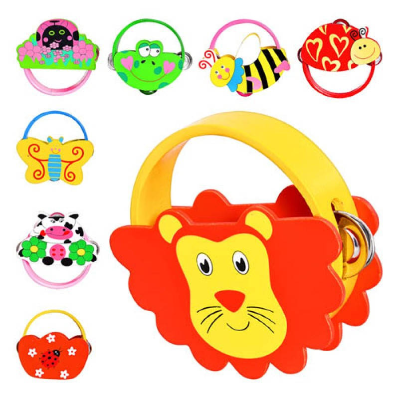 

Деревянная игрушка детский бубен с ручкой