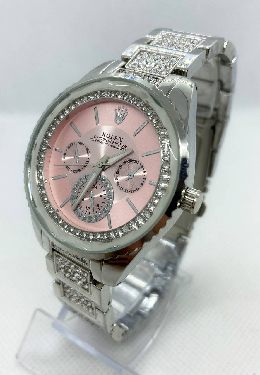 

Часы женские наручные Rolex (Ролекс) Серебро с розовым циферблатом ( код: IBW855SP )