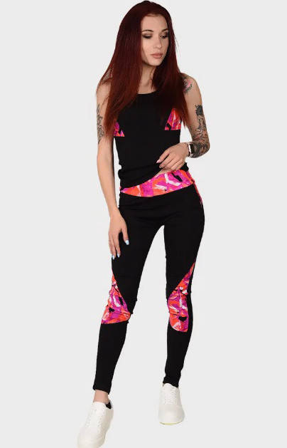 

Спортивный комплект женский для фитнеса, топ майка+лосины L/XL р