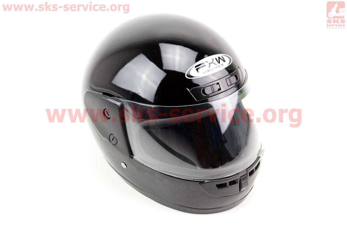 

Шлем для мото скутер мопед закрытый (FXW) HF-101 размер S- ЧЕРНЫЙ глянец