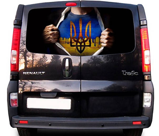 

Наклейка на заднее стекло 3D TUNING STUDIO Флаг тризуб Украины 1480х700х0.18мм, Черный