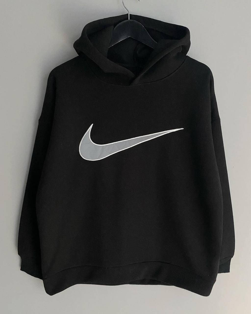 

Vintage Худи Nike в Черном Цвете на Флисе Retro L, Черный
