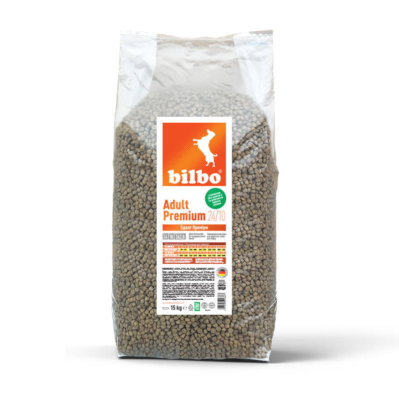 

Корм для собак Bilbo Adult Premium 24/10, 15 kg