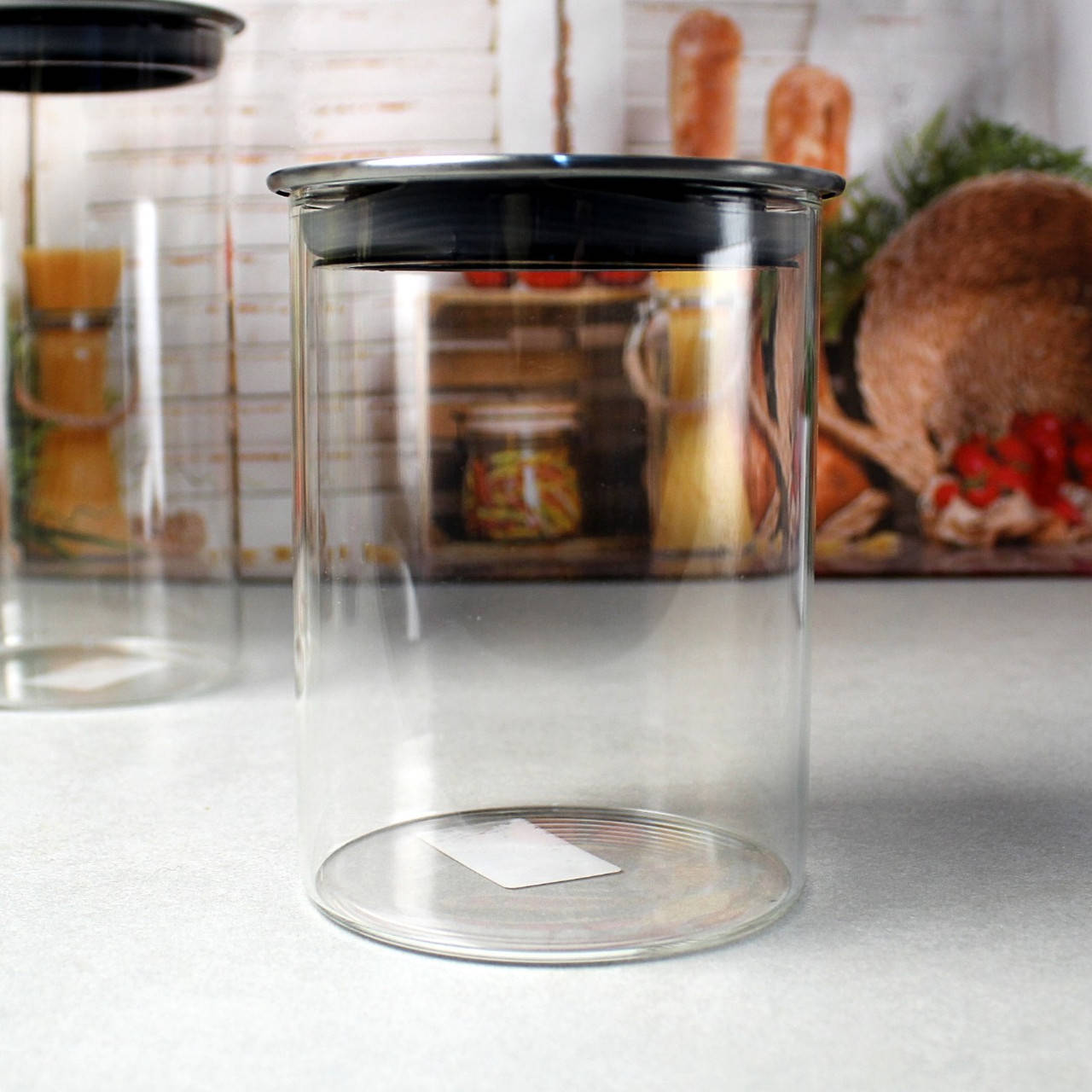 

Стеклянная круглая банка с металлической крышкой 700мл, Прозрачный