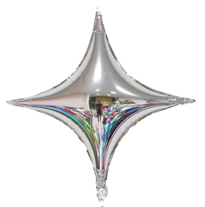 

Шар звезда четырёхконечная серебряная 18" (Китай), Серебристый